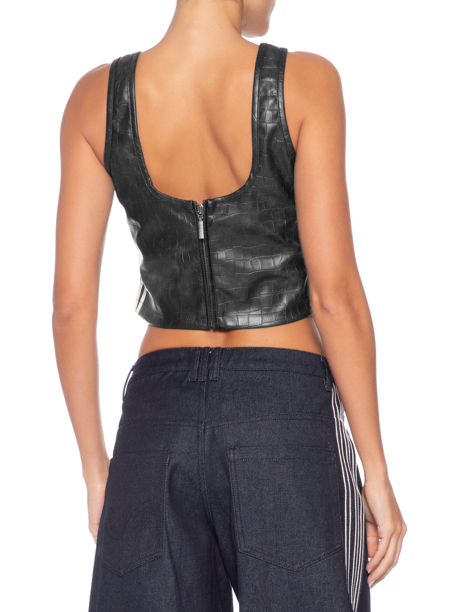 Top Feminino Pleather Corset Preto Adidas Originals