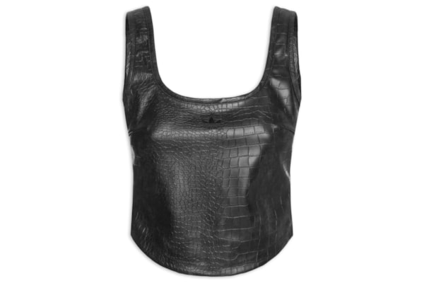 Top Feminino Pleather Corset - Preto