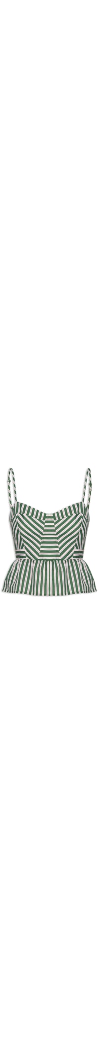 Top Feminino Recortes Long Listrado - Verde