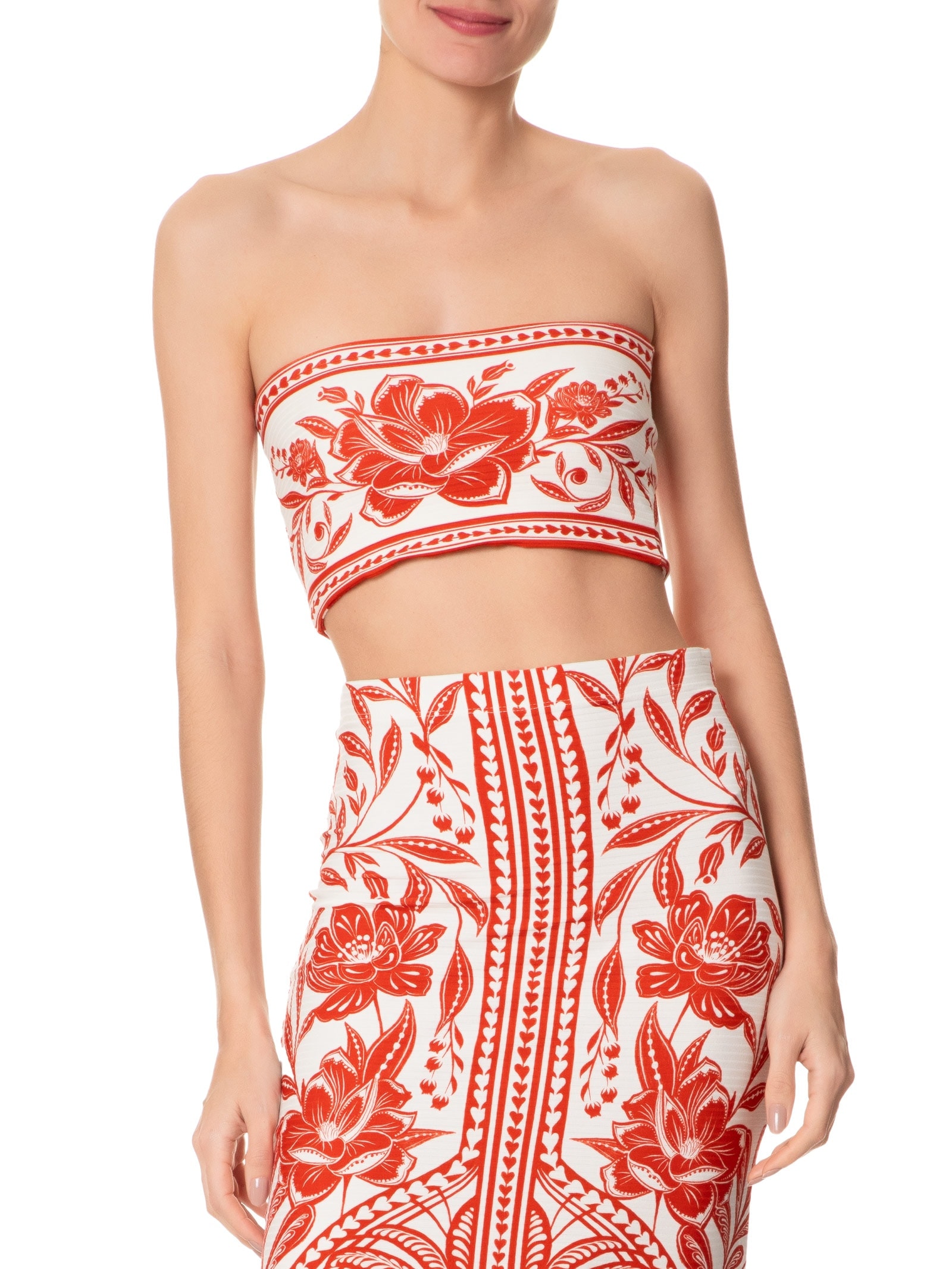 Top Feminino Reto Double Coqueiro de Flor Vermelho Farm