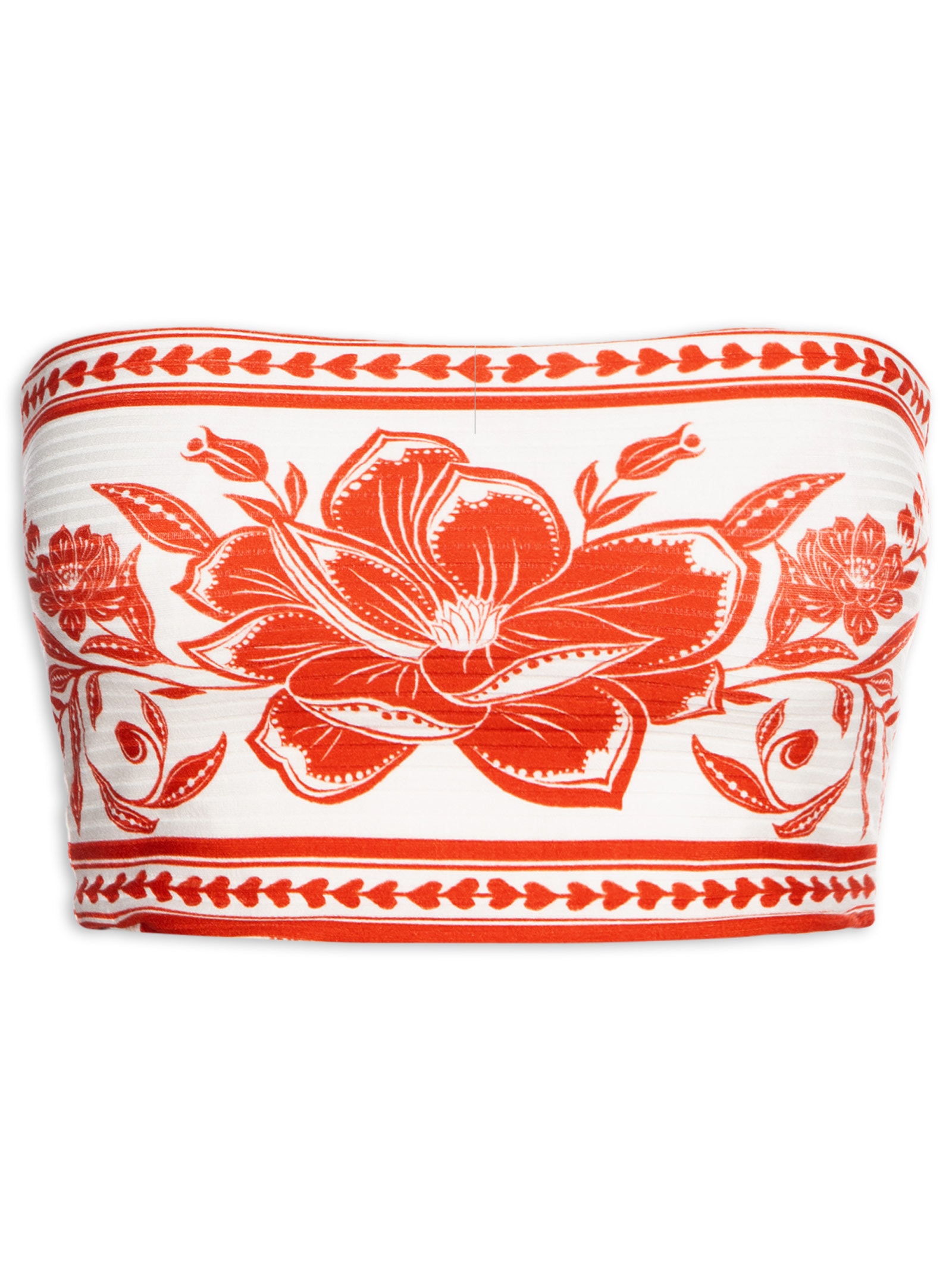 Top Feminino Reto Double Coqueiro de Flor Vermelho Farm