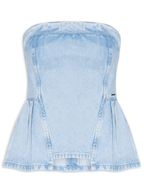 Top Feminino Sem Mangas Jeans - Azul