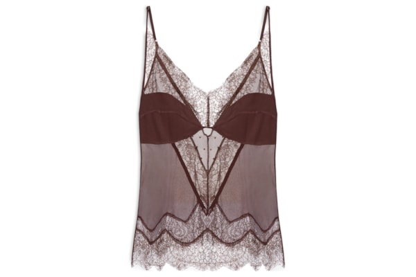 Top Feminino Teresa Mix De Renda - Marrom