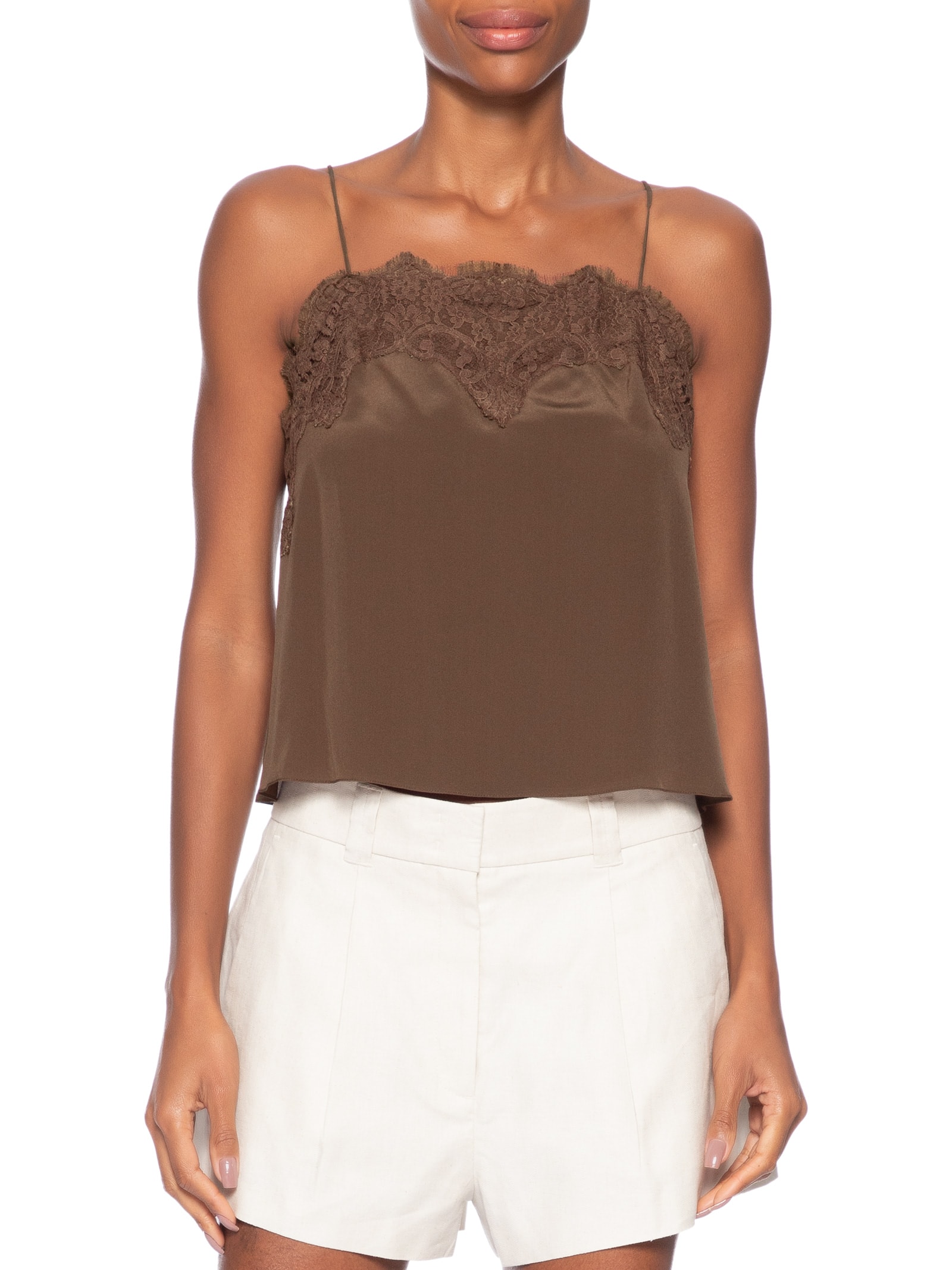 Top Feminino Tereza Decote Reto Castanha Marrom Animale