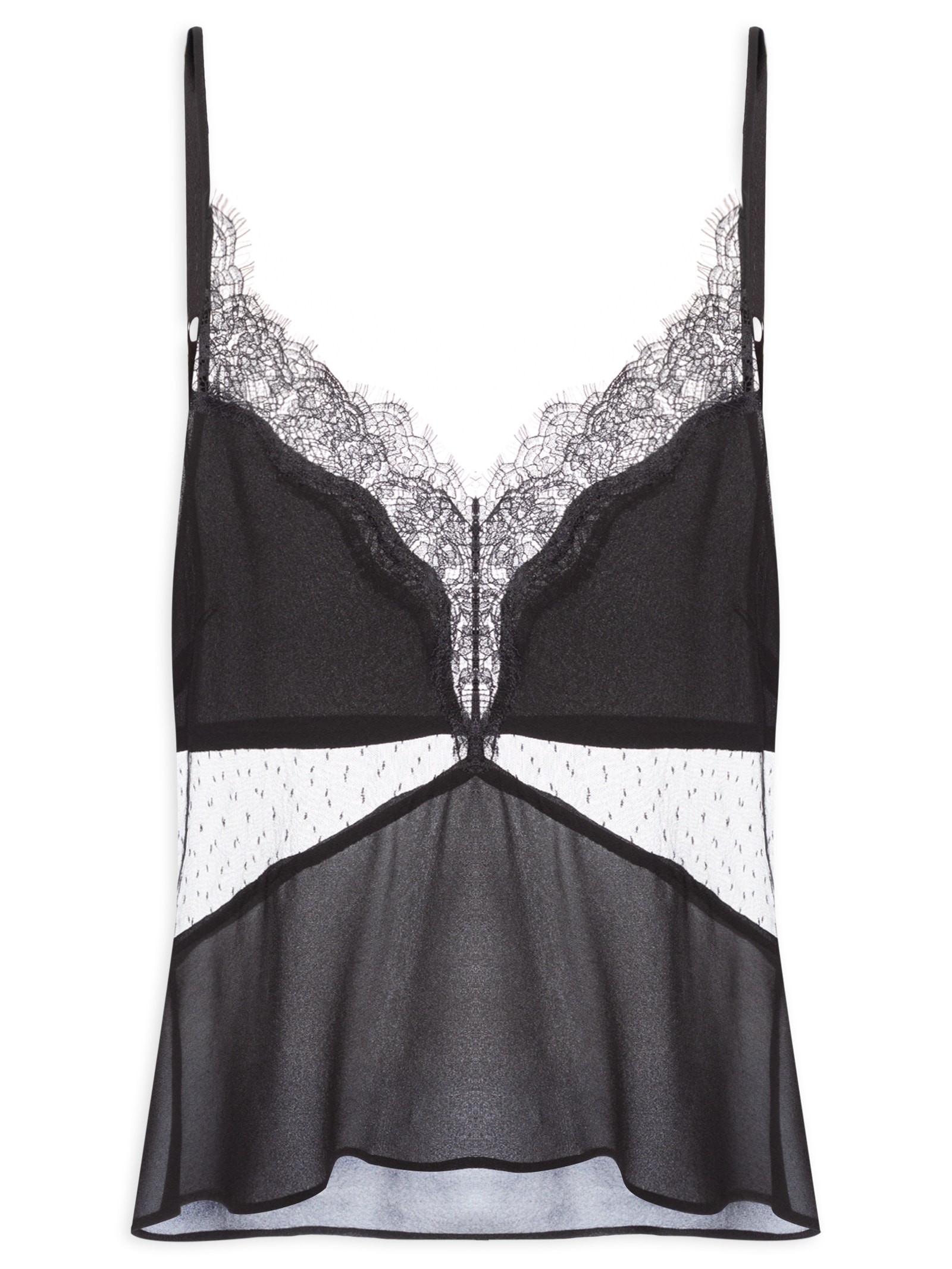Top Feminino Tule E Renda Preto Animale