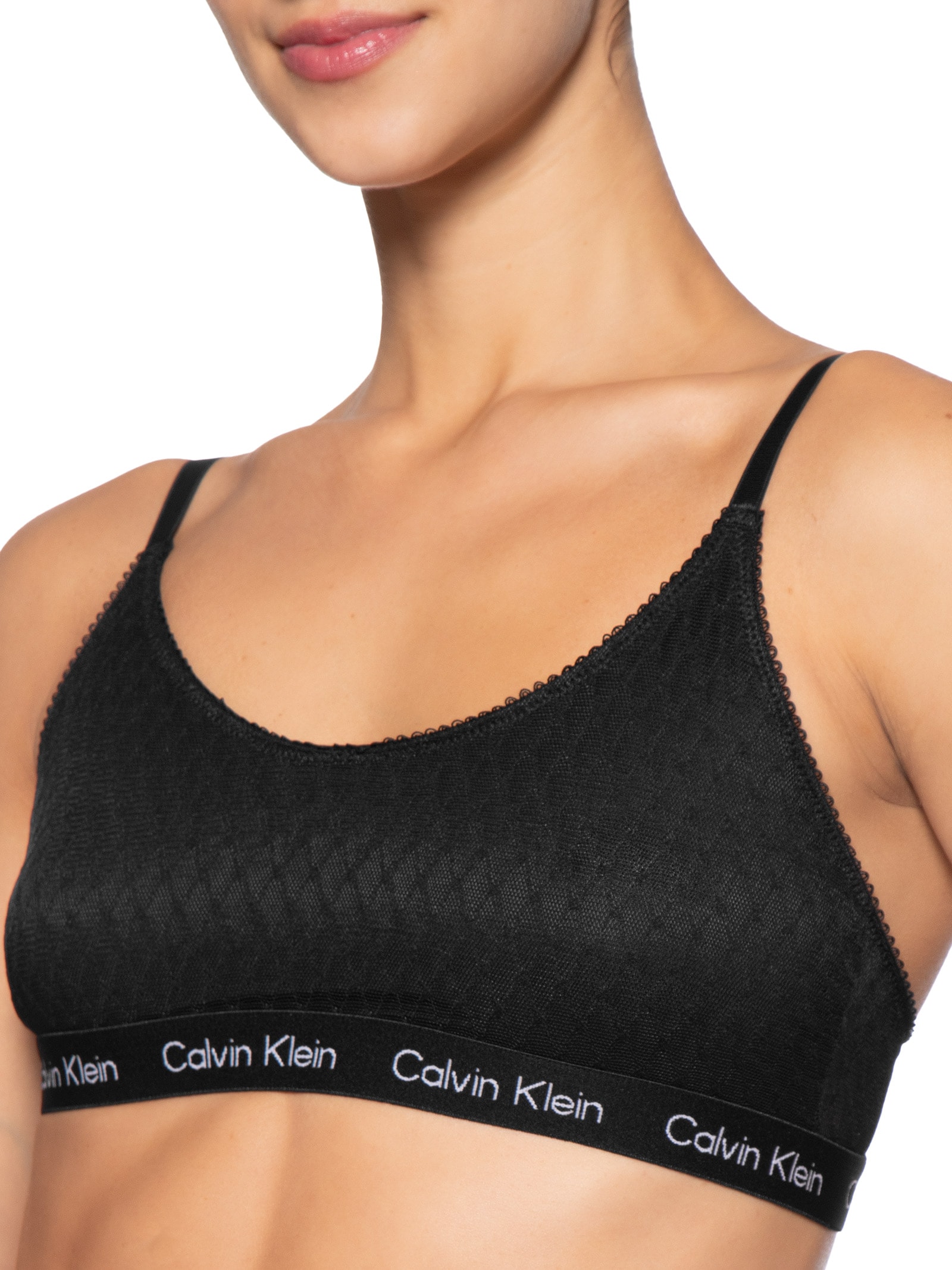Top Feminino Tule Geométrico – Preto Calvin Klein Underwear