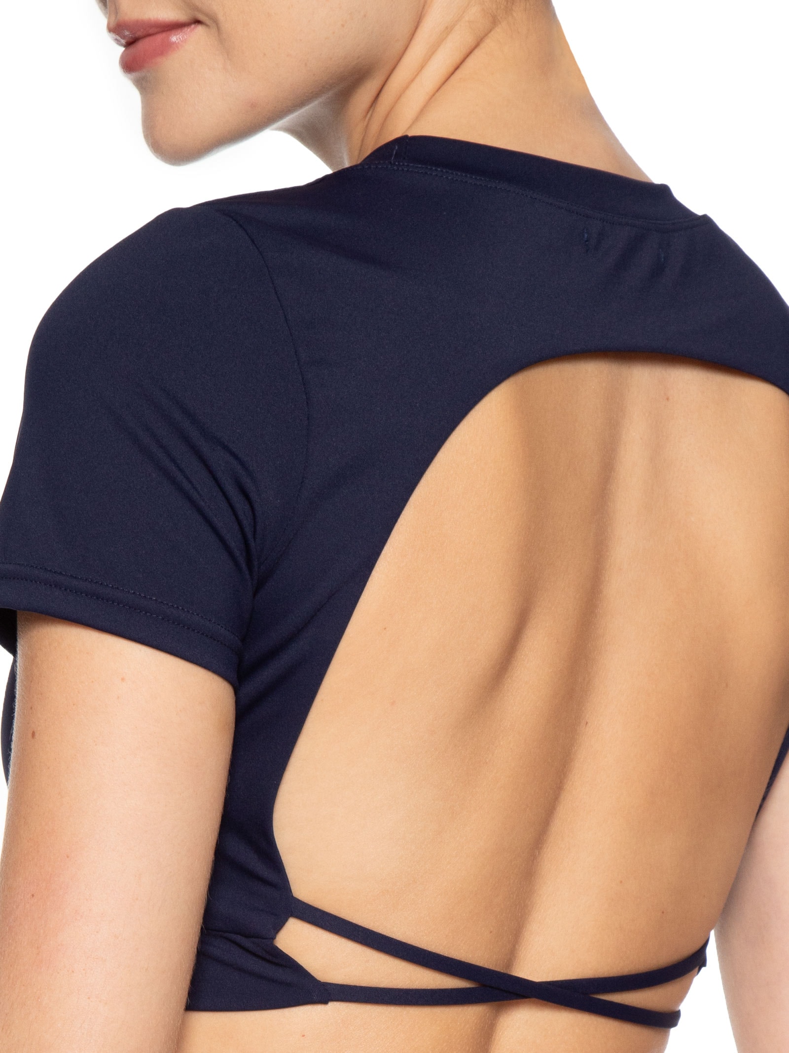 Top Fitness Manga Curta Azul Basiq