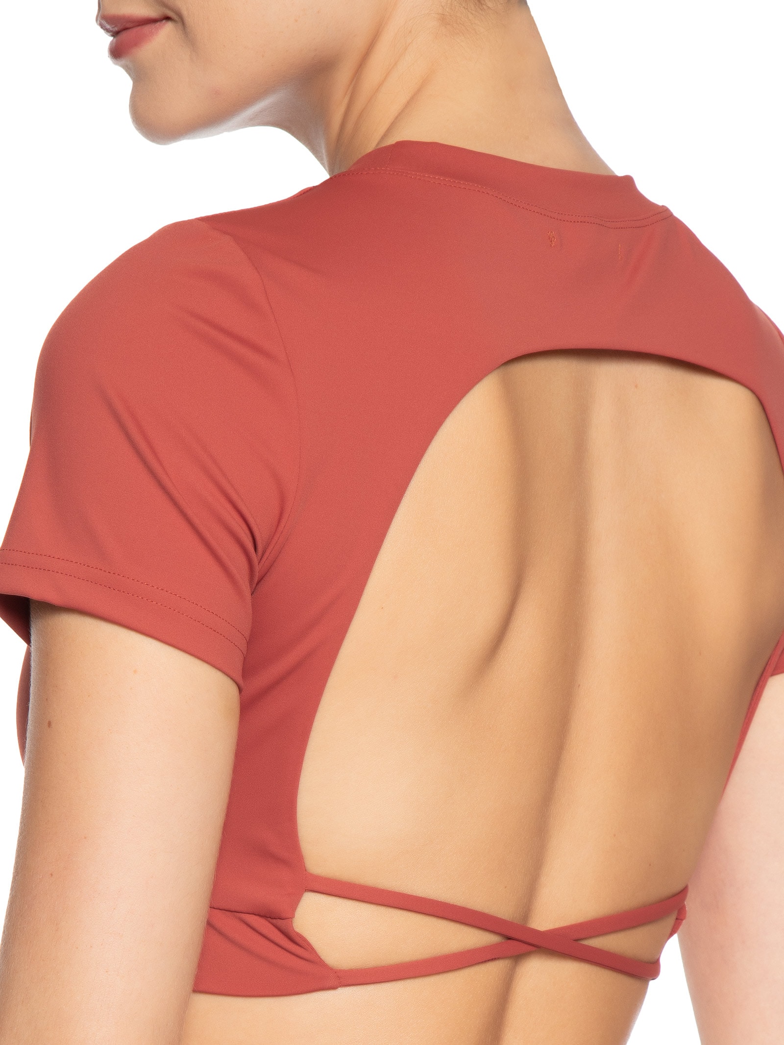 Top Fitness Manga Curta Laranja Basiq