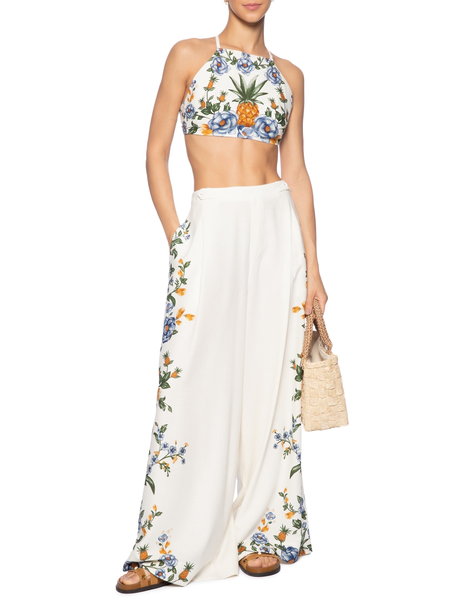 Top Floral Penelope Branco Farm