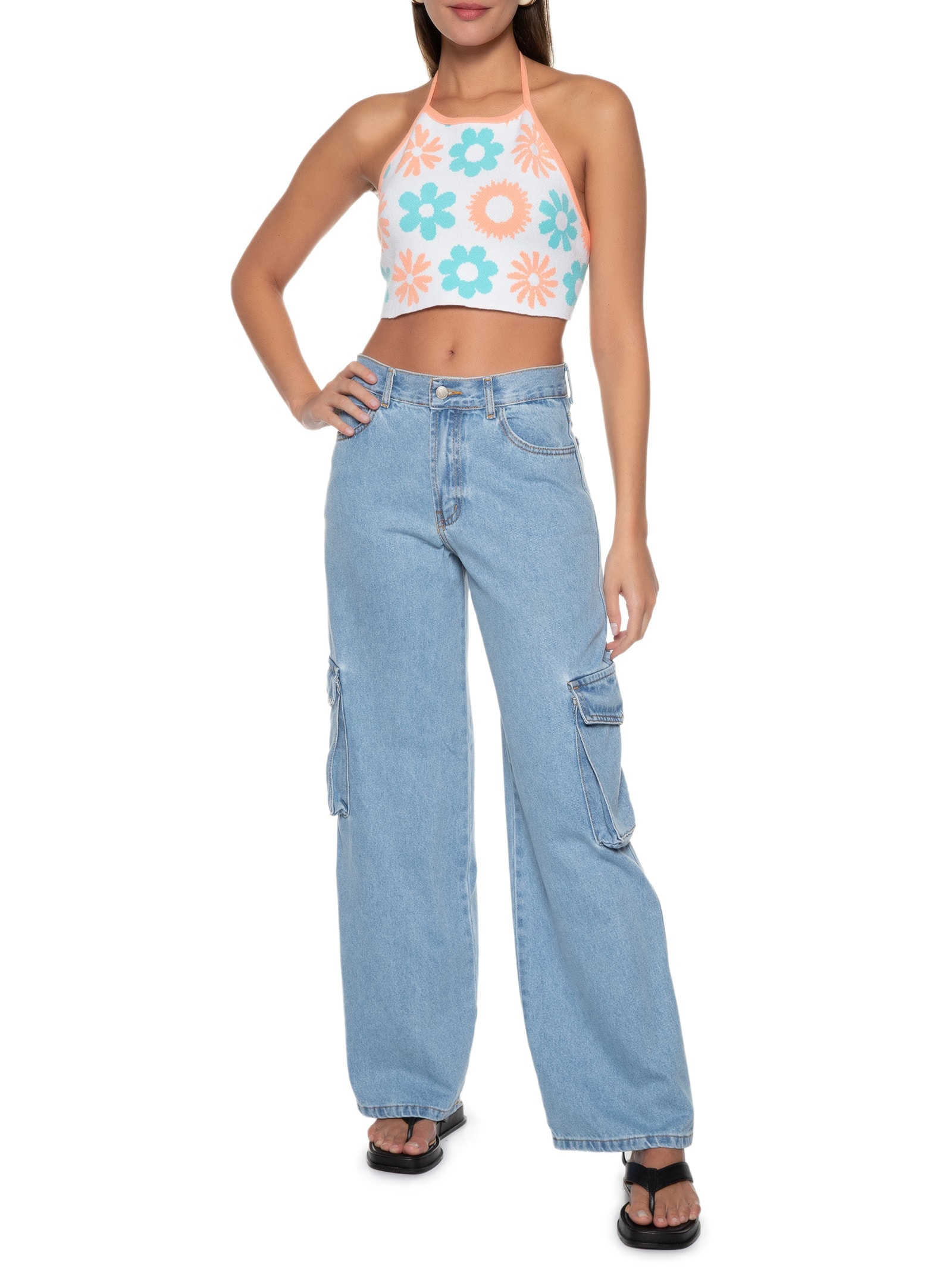 Top Frente Única Laranja Market 33