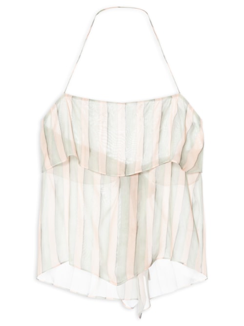 Top Frente Única Listras Brilho – Verde