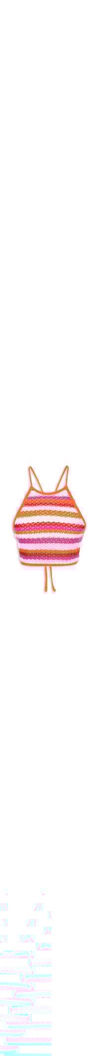 Top Frente Única Tricot Listrado - Rosa