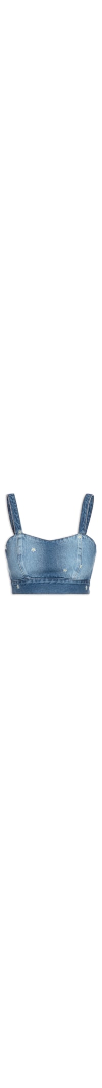 Top Jeans Bordado Margaridinhas - Azul