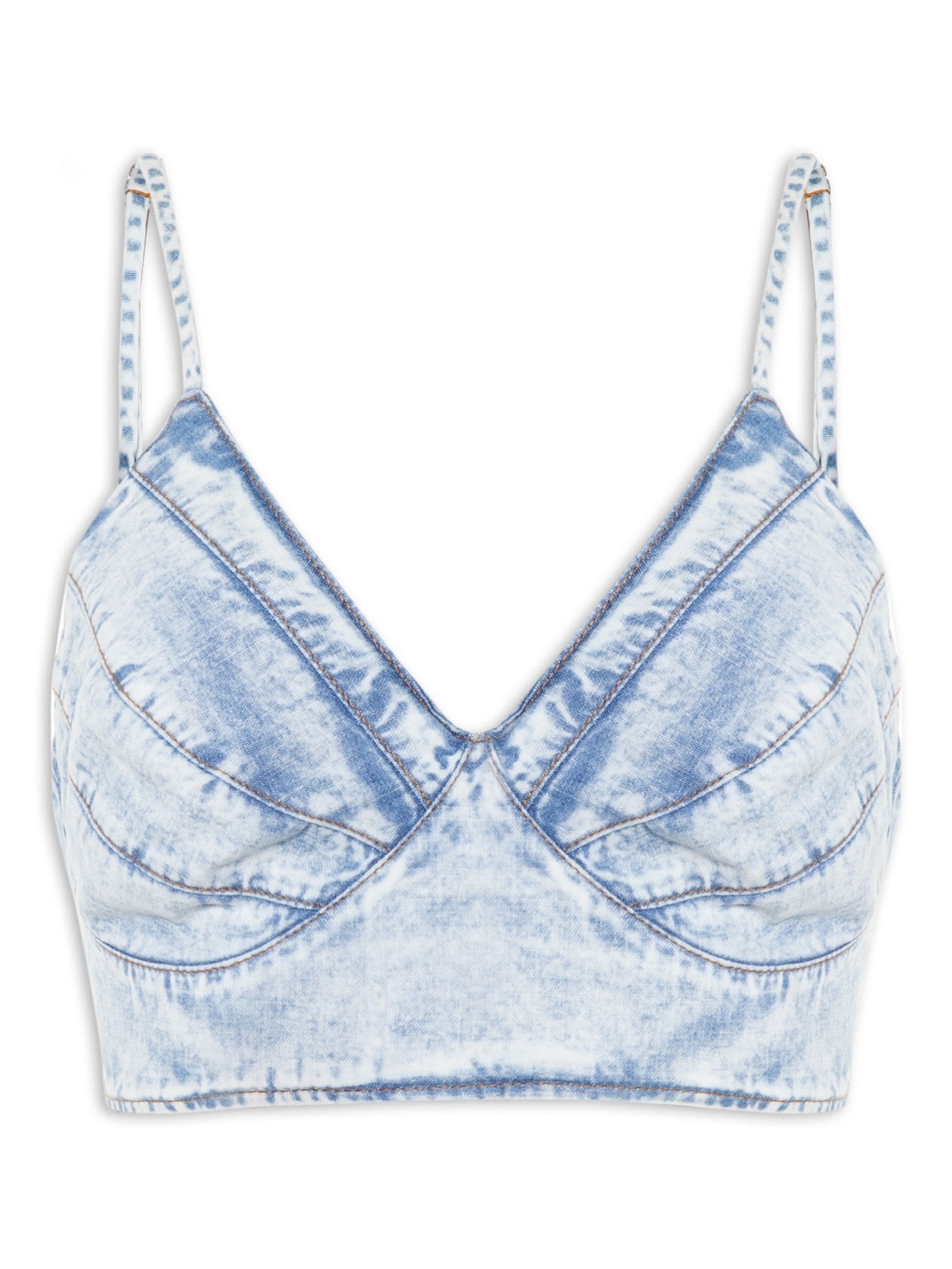 Top Jeans De Alça Azul Lança Perfume