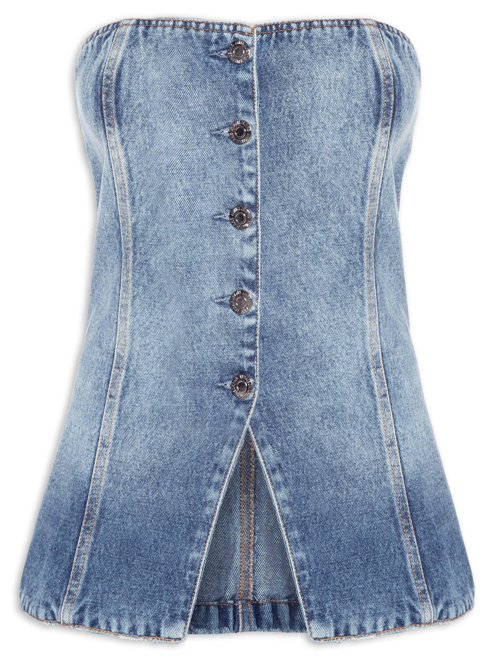 Top Jeans Decote Reto Stoned Azul Animale Jeans