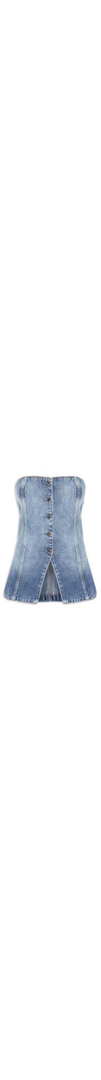 Top Jeans Decote Reto Stoned - Azul