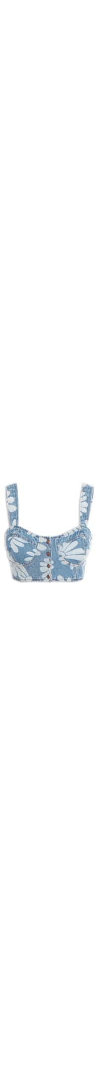 Top Jeans Feito Flor - Azul