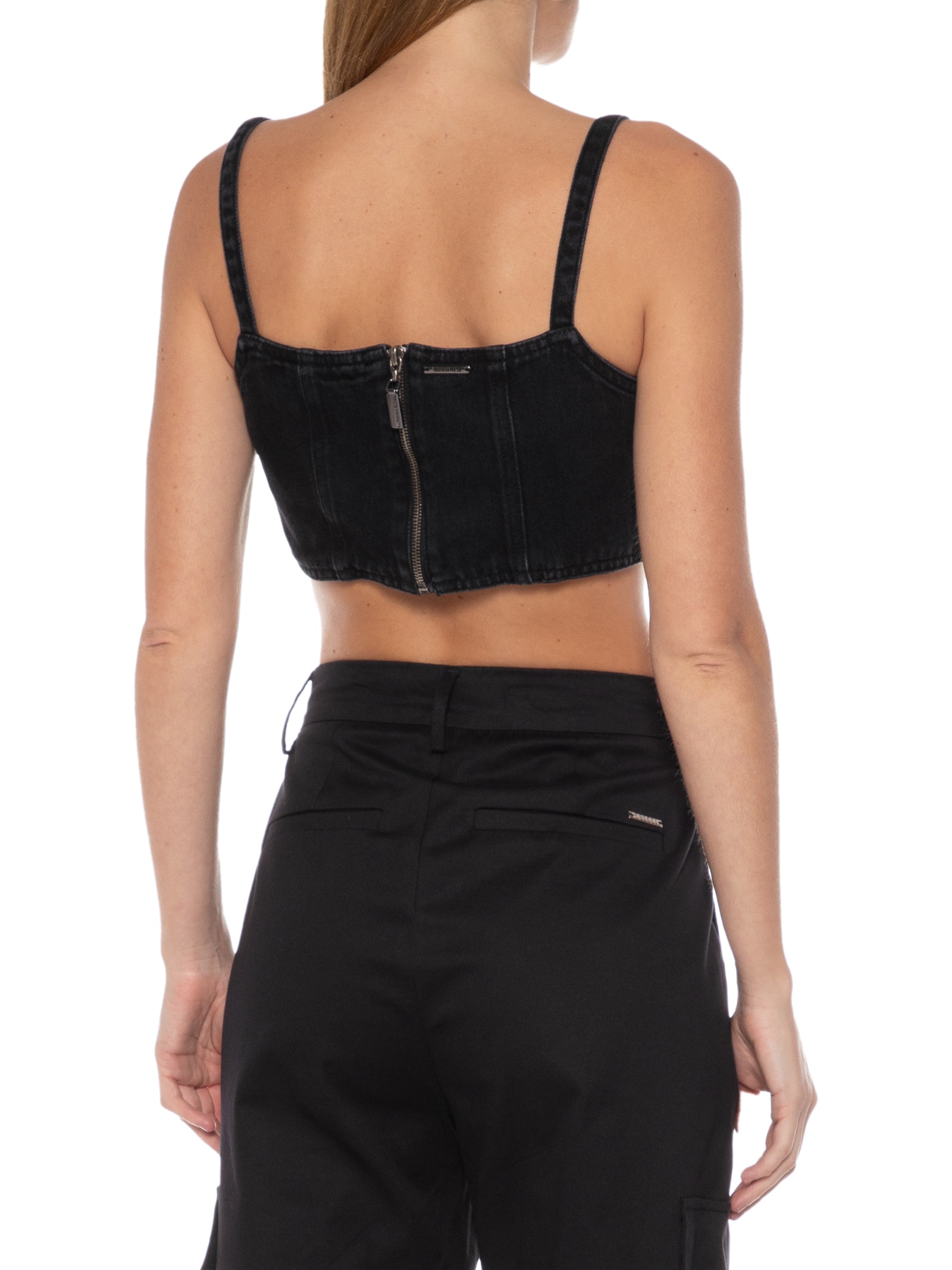 Top Justo Alça Decote V - Preto - Morena Rosa