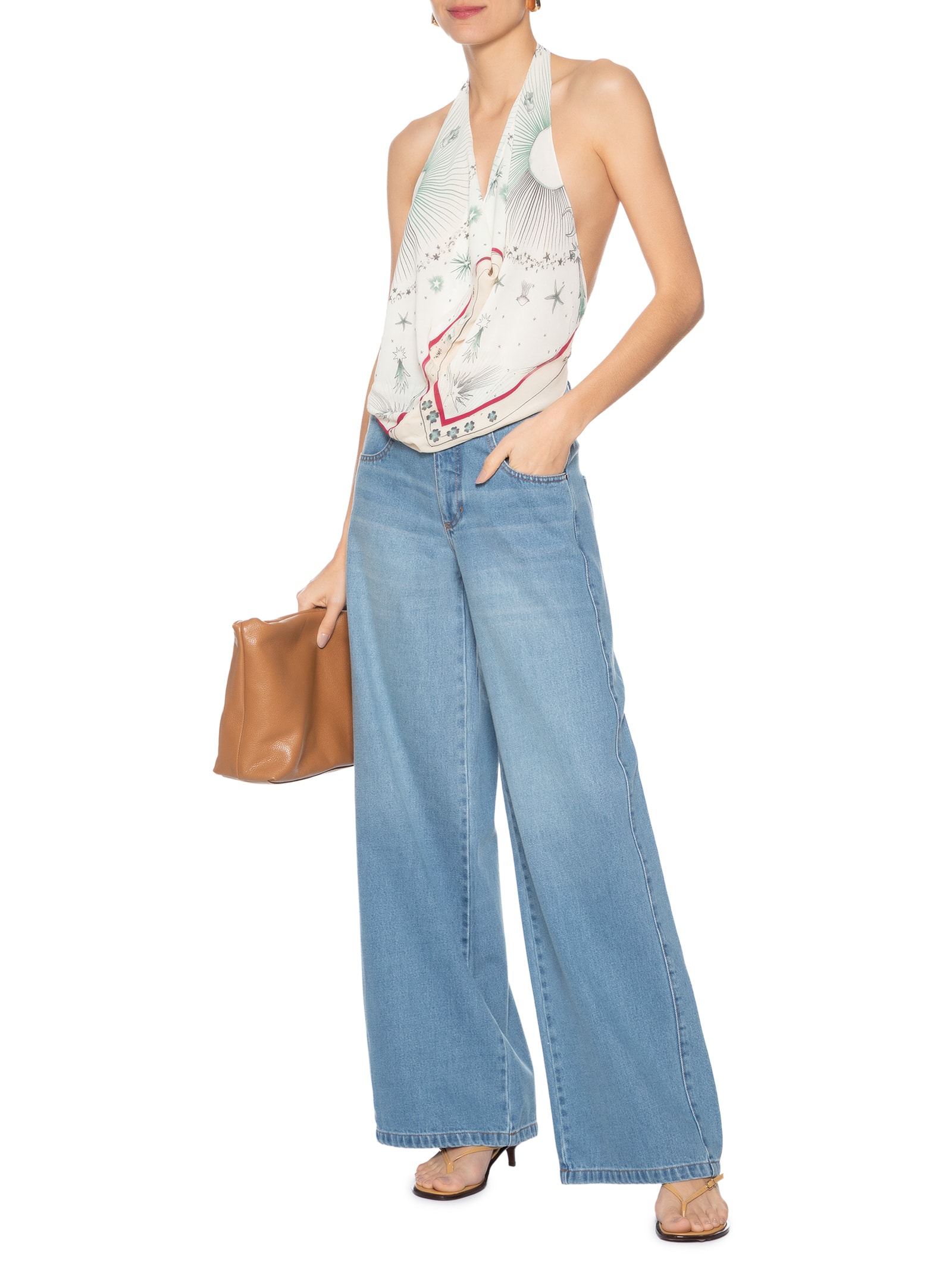 Top Lenço Aqua Astral Off White Animale