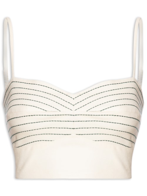 Top Linho Bordado Estampa Tropicana – Amarelo