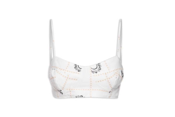 Top Linho Bordado Sol - Branco