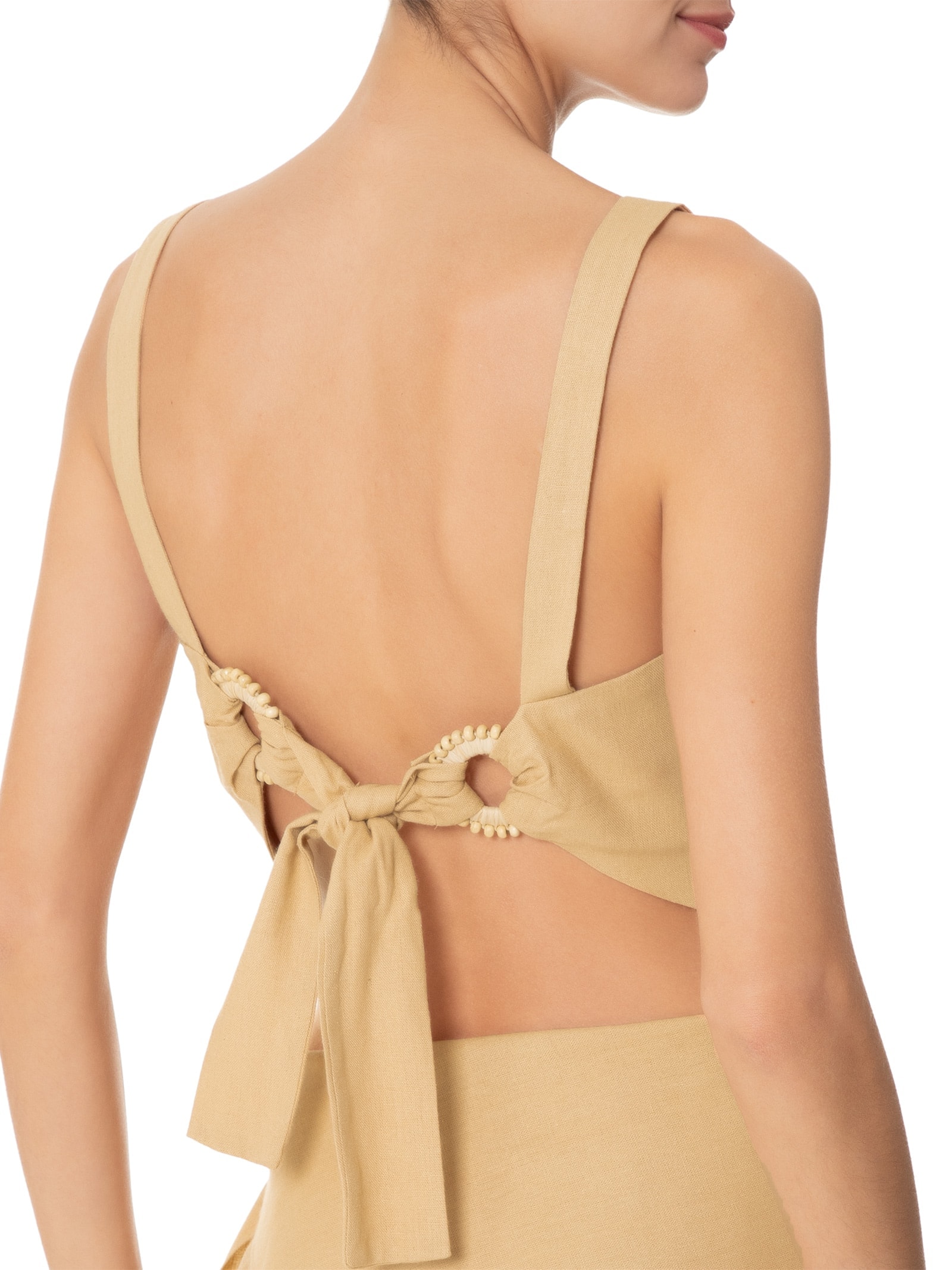 Top Linho Com Fivela Bege Dress To