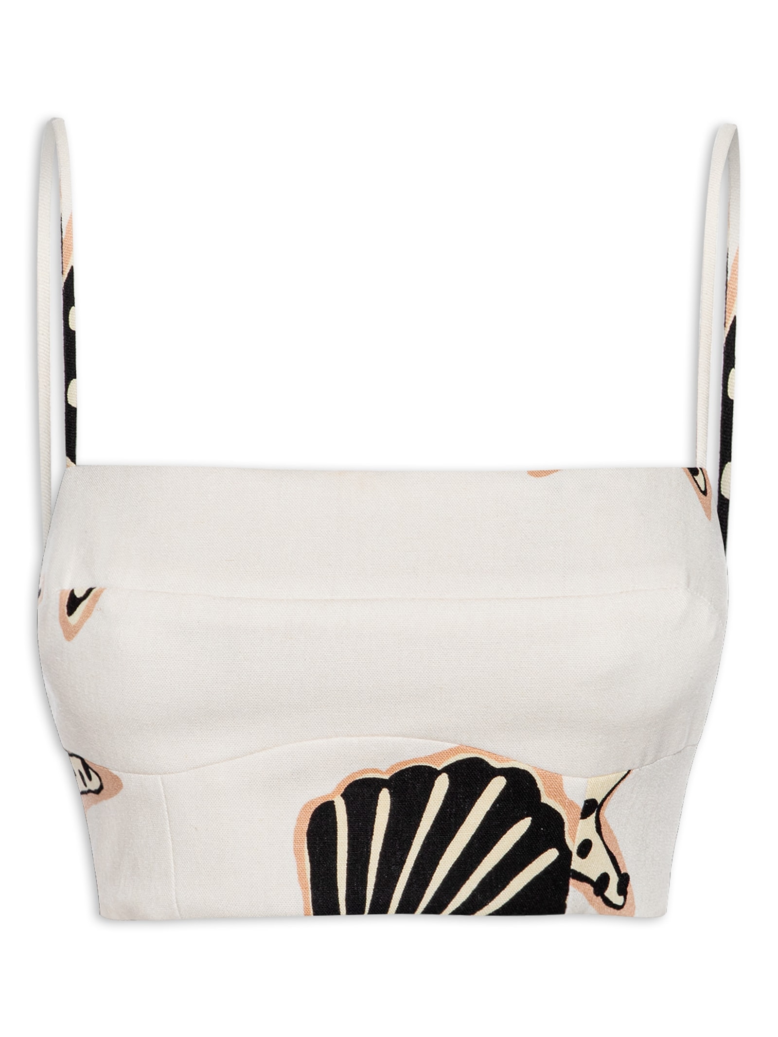 Top Linho Estampa Marinha Off White Dress To