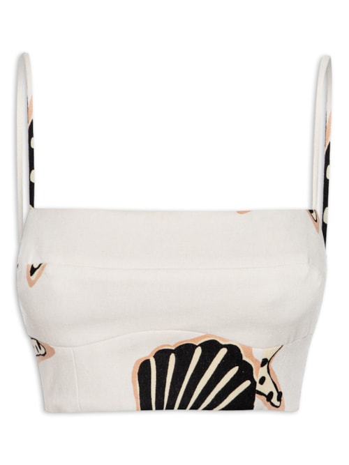 Top Linho Estampa Marinha – Off White