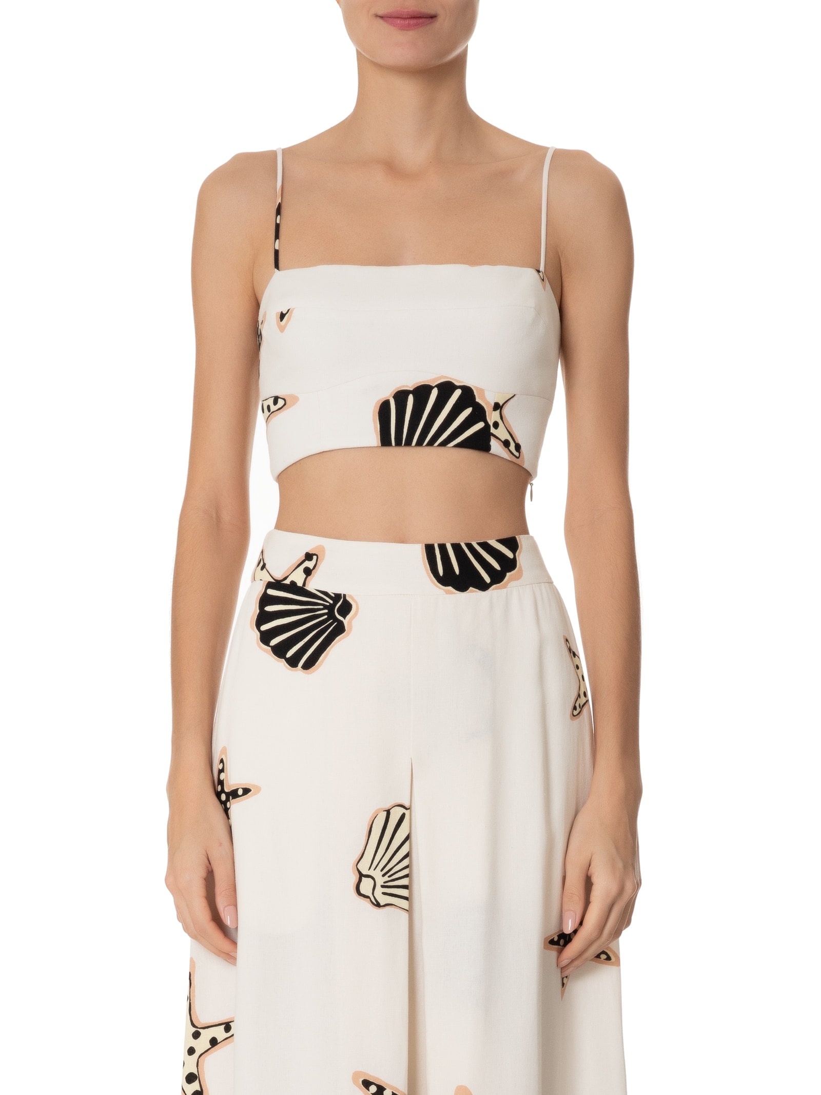 Top Linho Estampa Marinha Off White Dress To