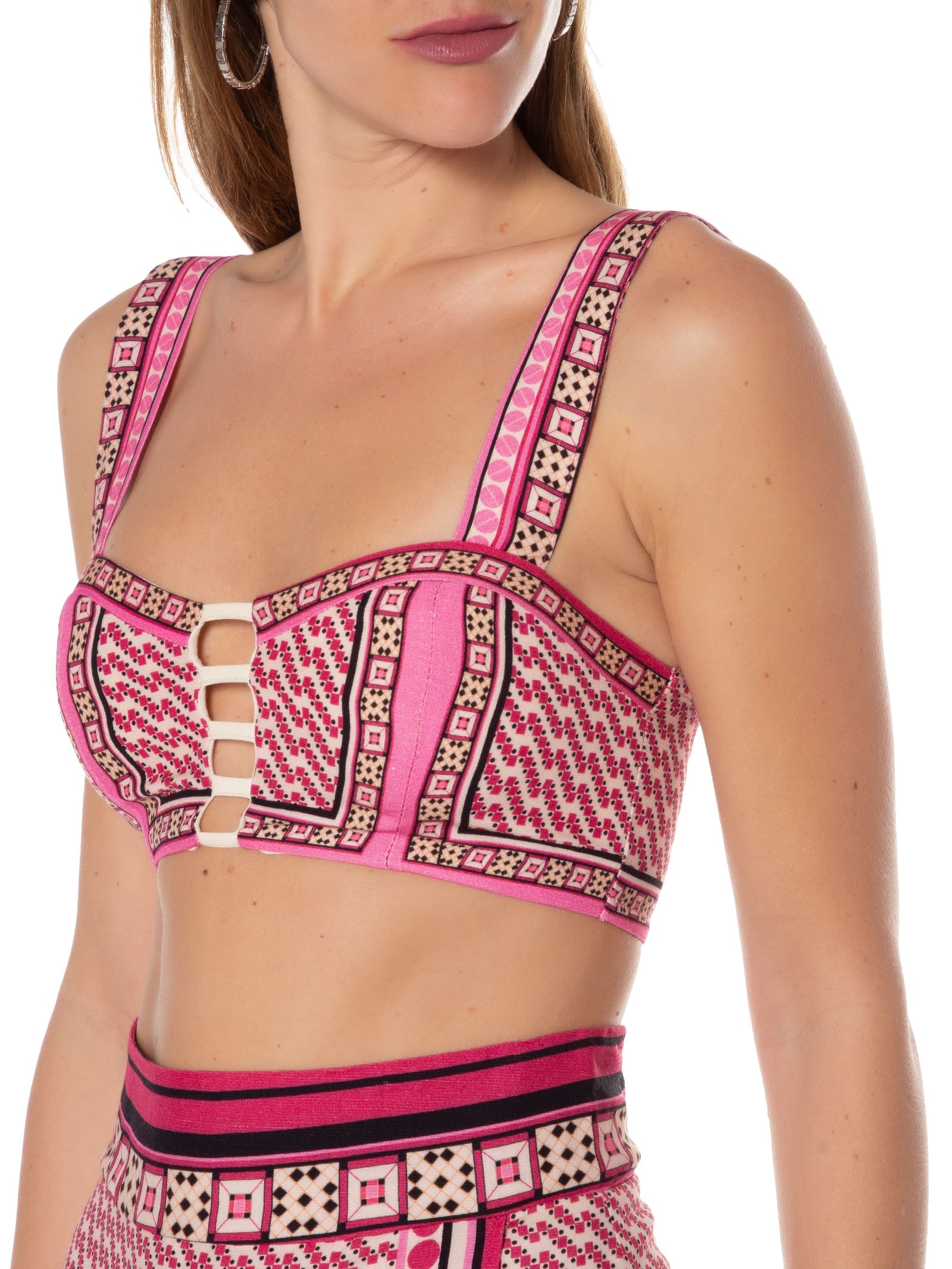 Top Linho Estampado Rosa Colcci