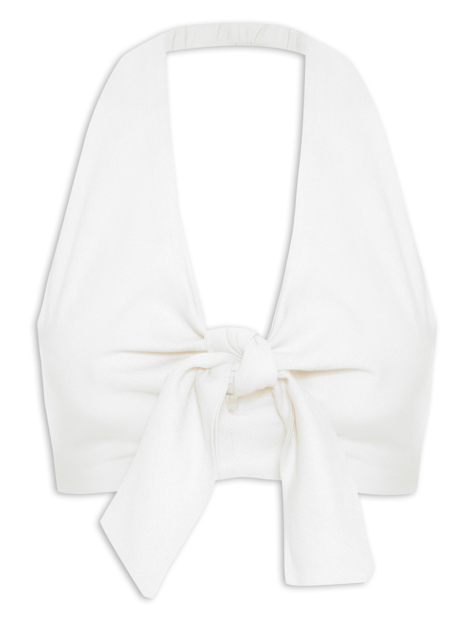 Top Linho Nó Frente Off White Dress To