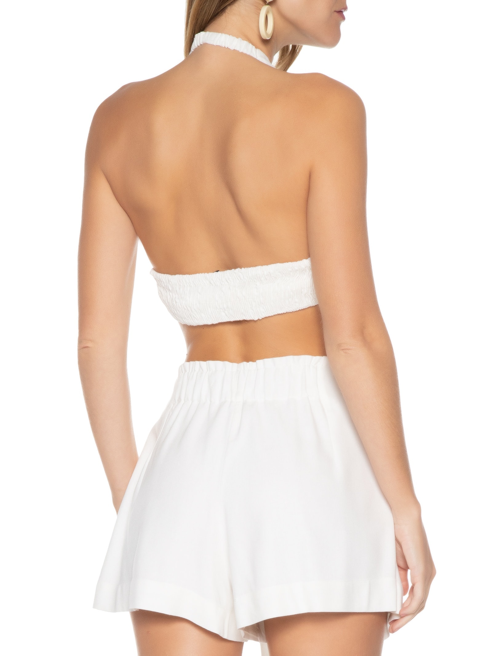 Top Linho Nó Frente Off White Dress To