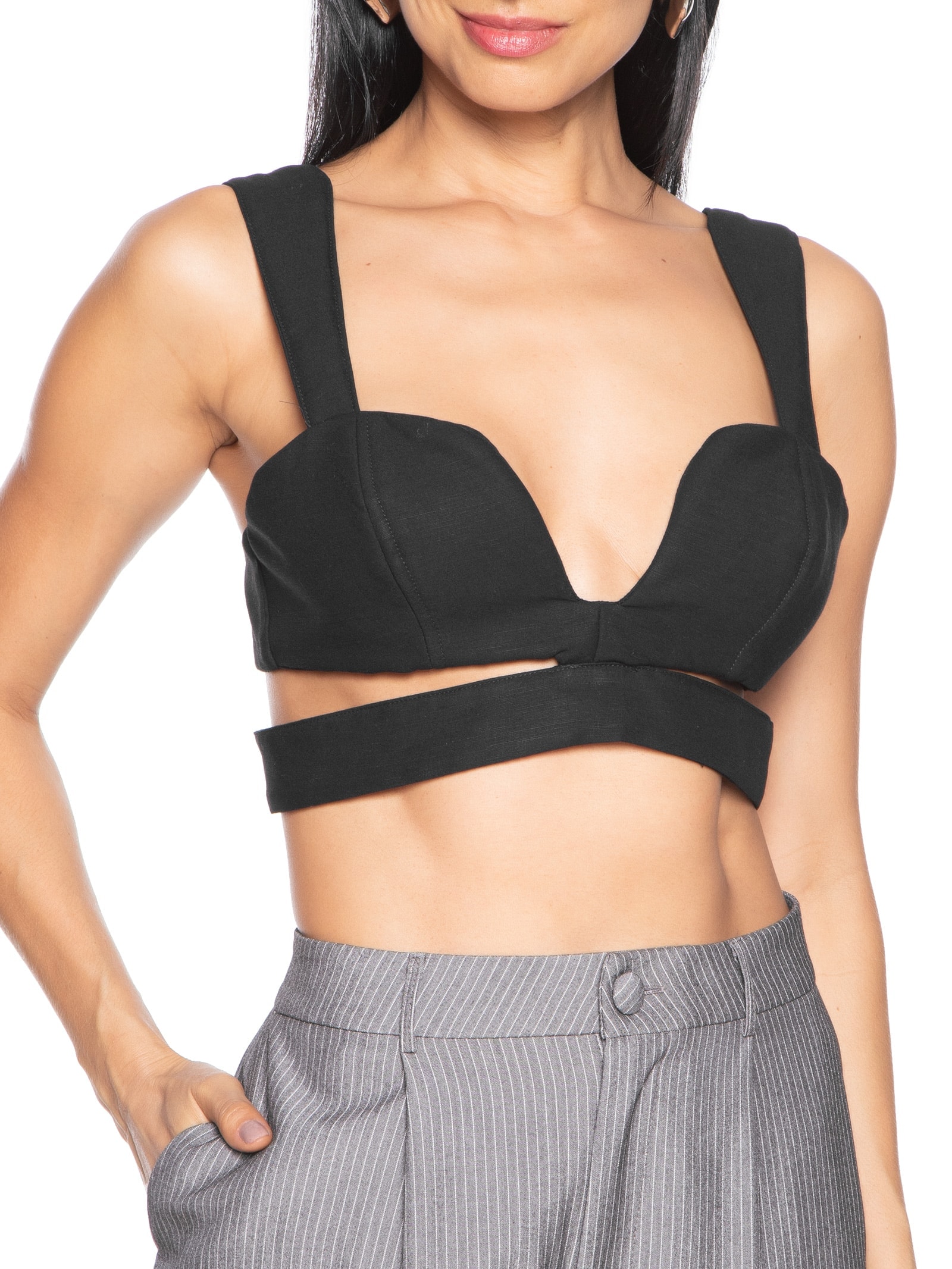 Top Linho Preto  Colcci