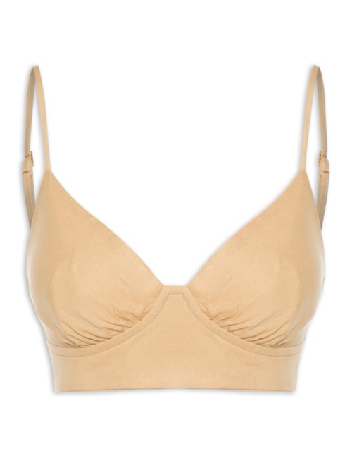 Top Linho Recorte Busto – Bege