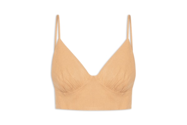 Top Linho Recorte Busto - Bege