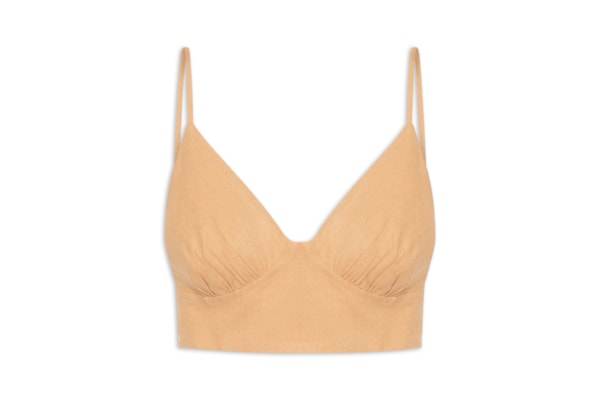 Top Linho Recorte Busto - Bege