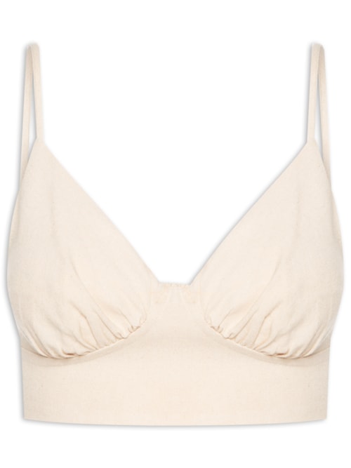 Top Linho Recorte Busto – Bege