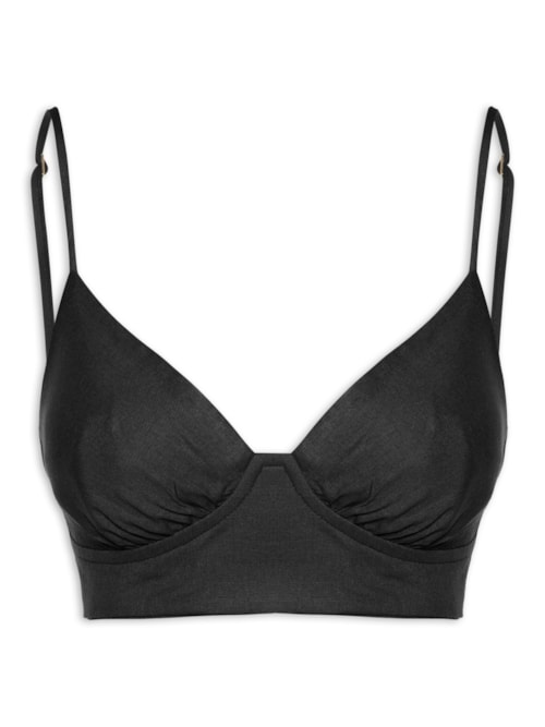 Top Linho Recorte Busto – Preto