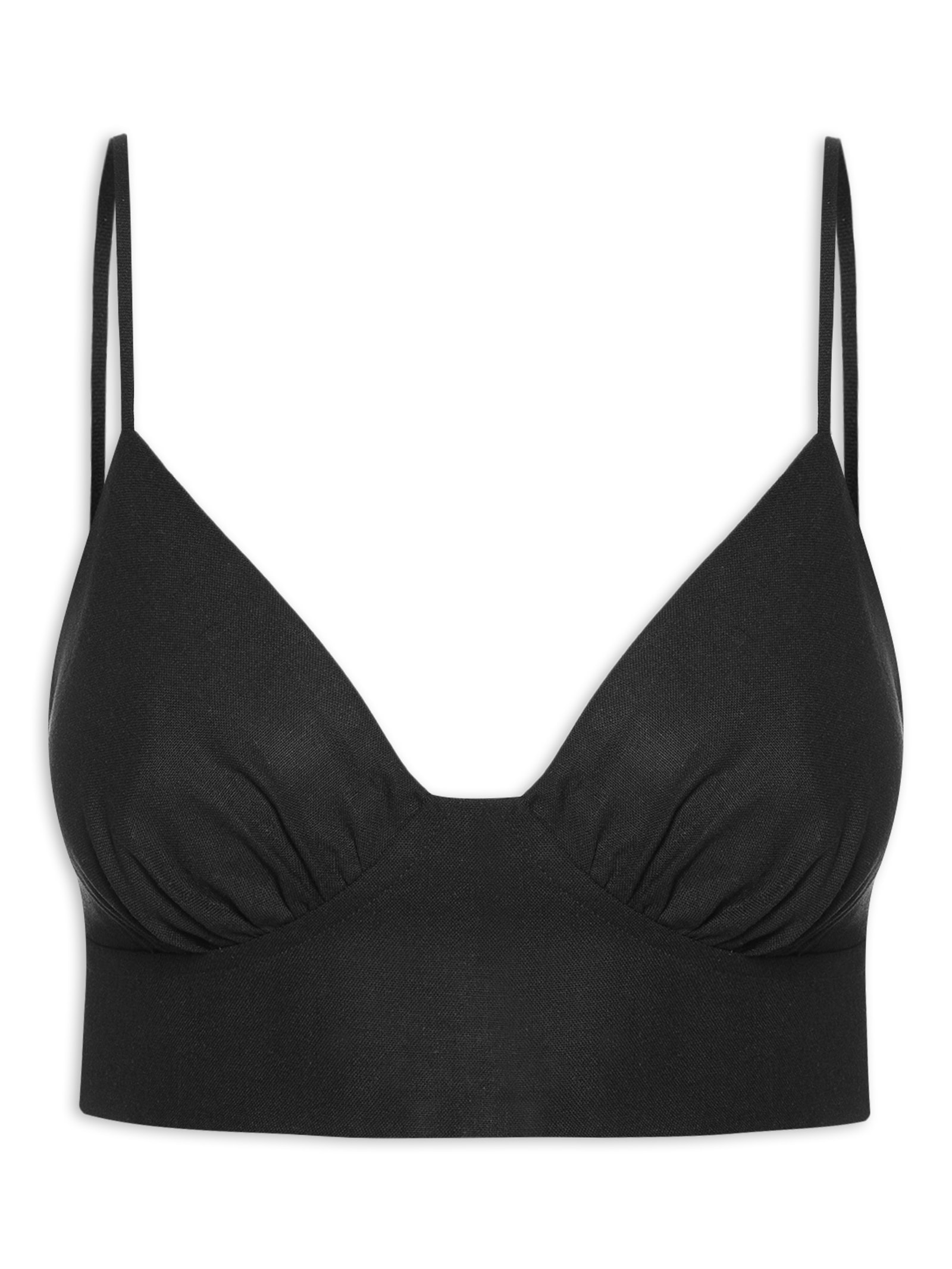 Top Linho Recorte Busto Preto Dress To