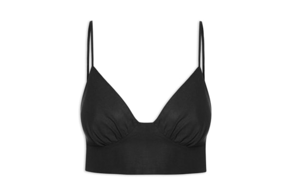 Top Linho Recorte Busto - Preto