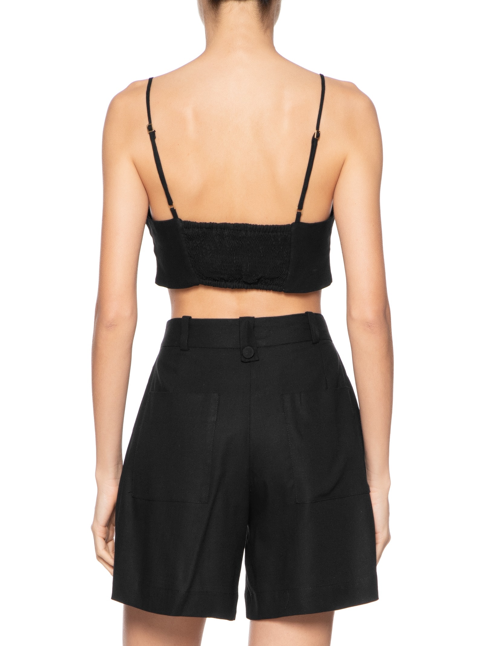 Top Linho Recorte Busto Preto Dress To