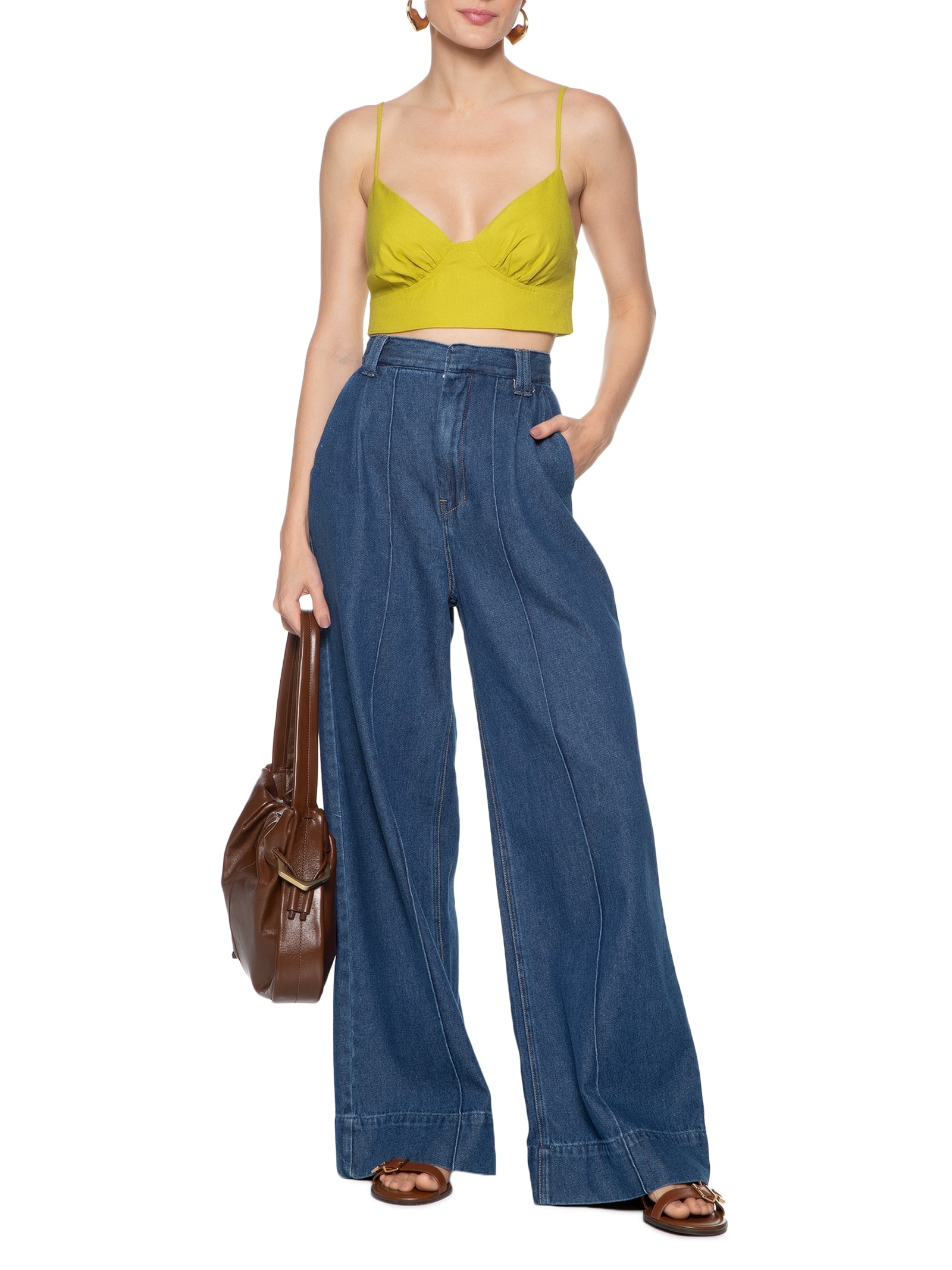 Top Linho Recorte Busto Verde Dress To