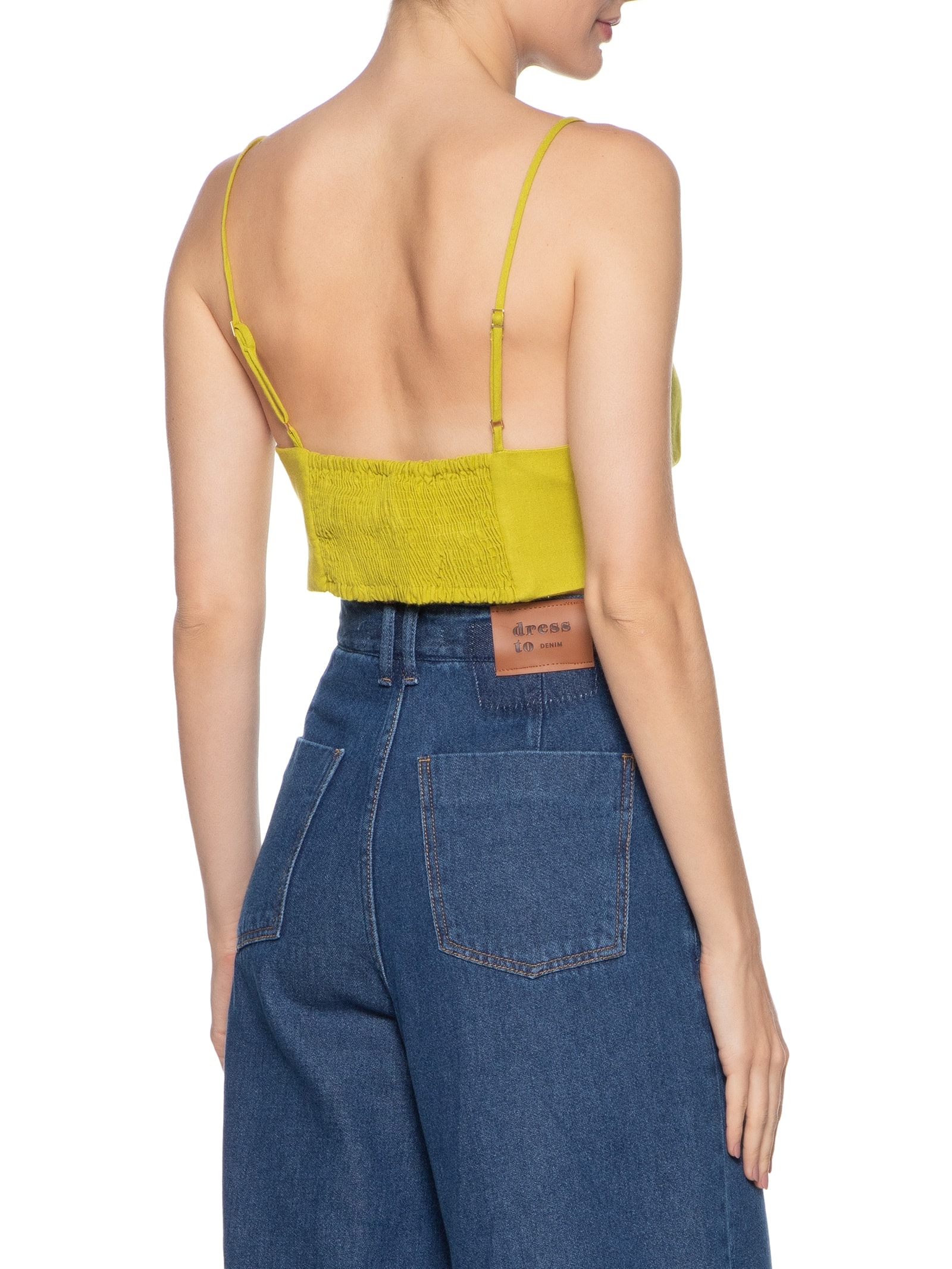 Top Linho Recorte Busto Verde Dress To