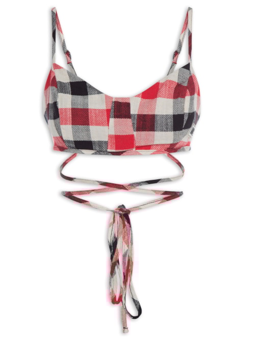 Top Linho Xadrez - Vermelho