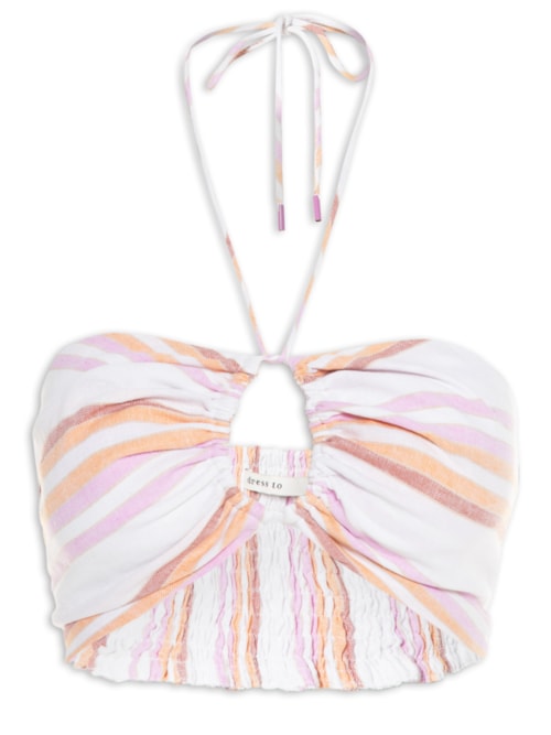 Top Listras Amarração Pescoço - Off White