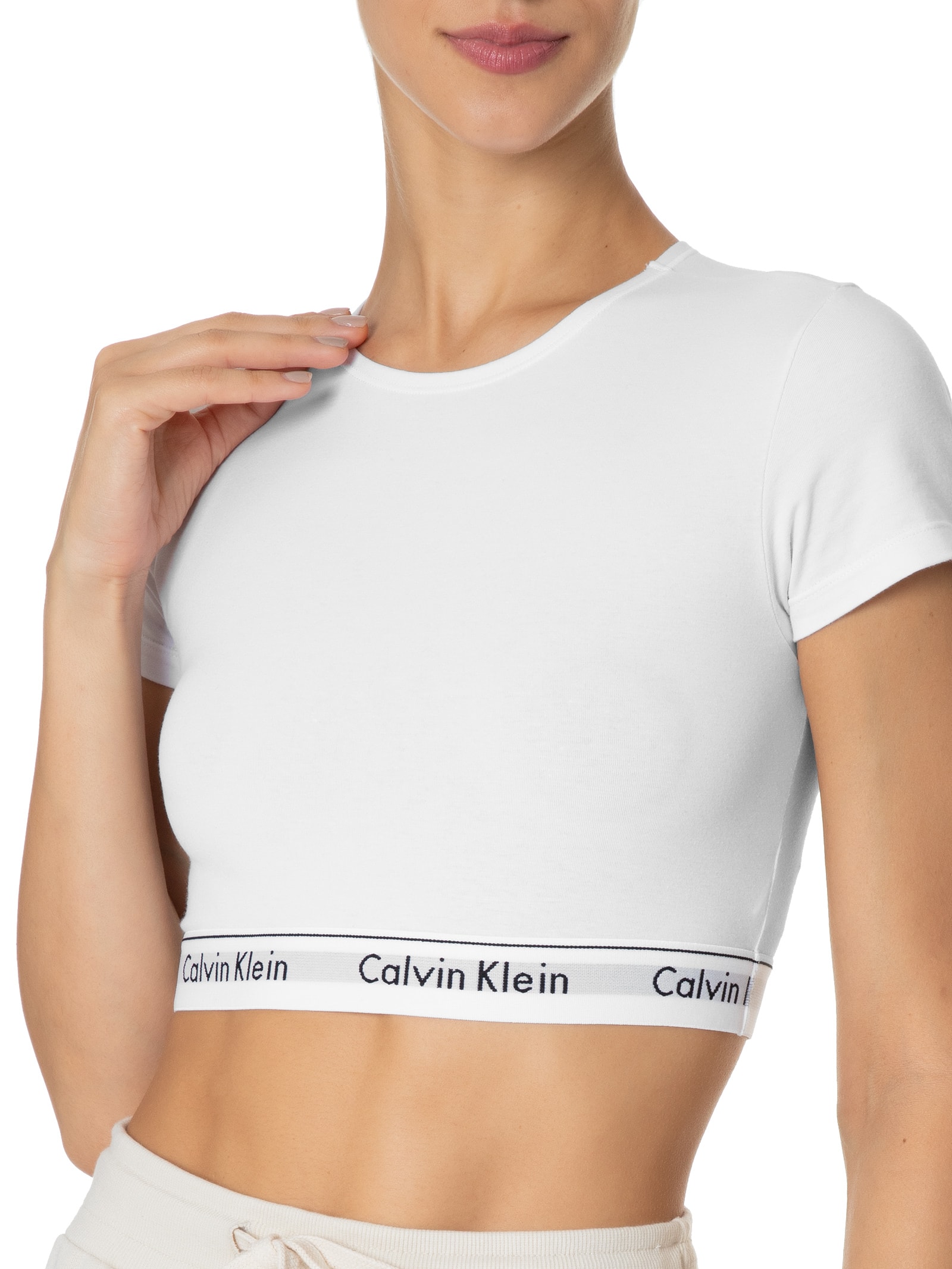 Top Manga Curta Modern Cotton Branco Calvin Klein Underwear
