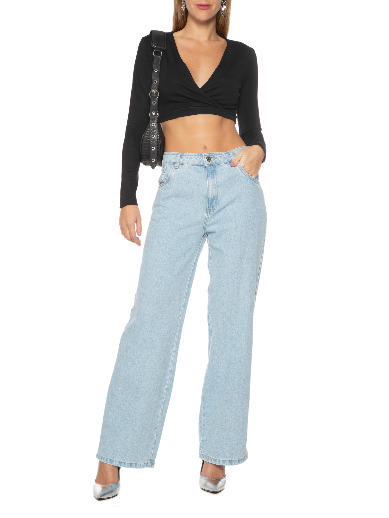 Top Manga Longa Preto Colcci