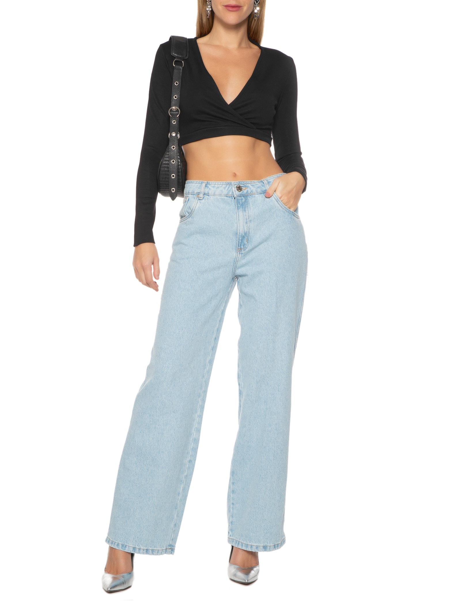 Top Manga Longa Preto Colcci