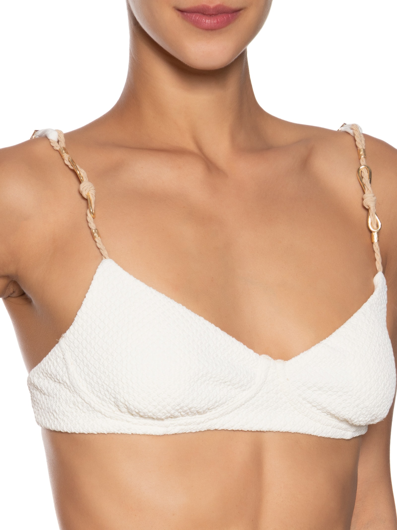 Top Meia Taça Com Textura Liso Branco Cia Marítima