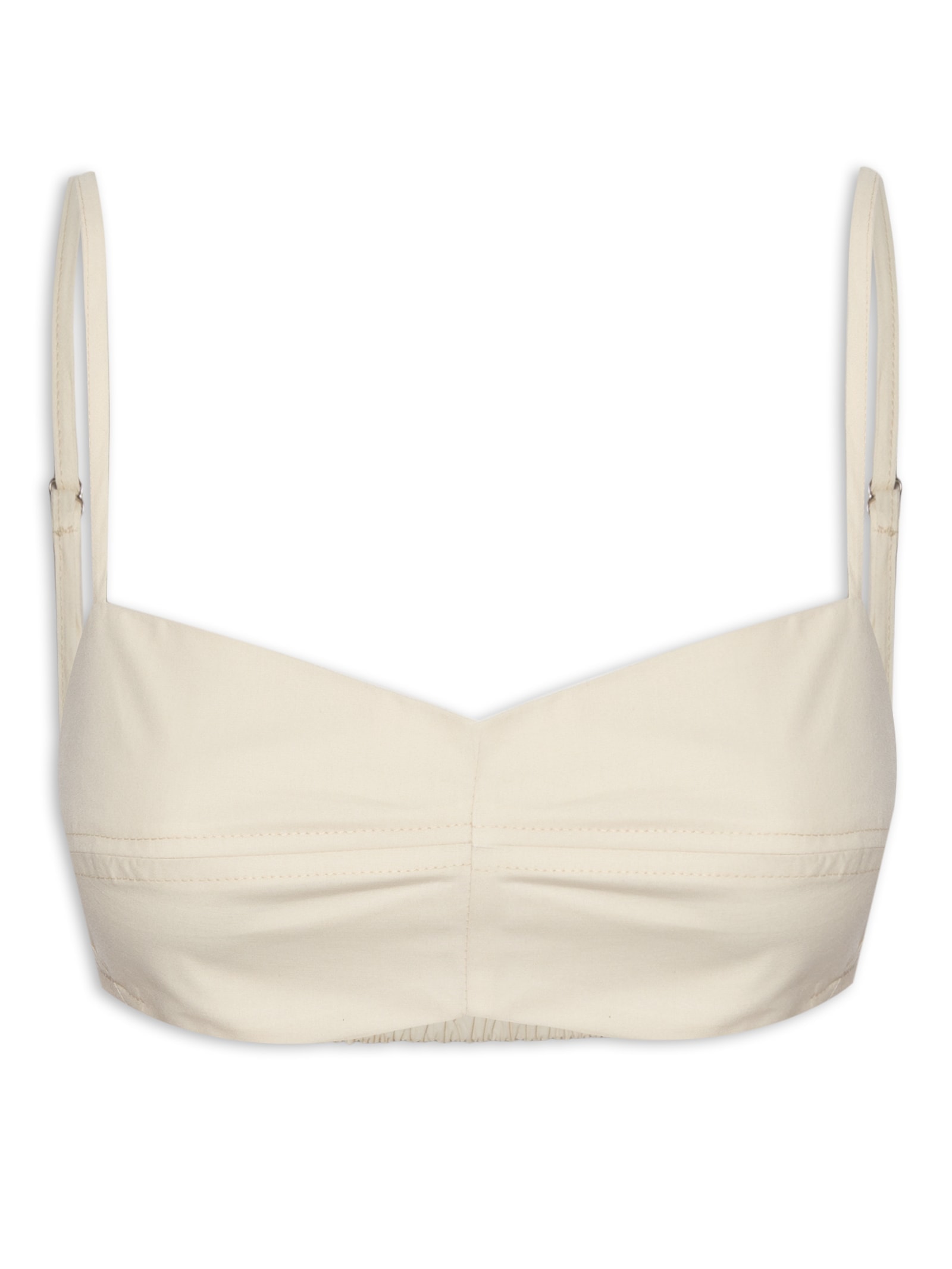Top Mini Com Recorte Liso Bege Cacay